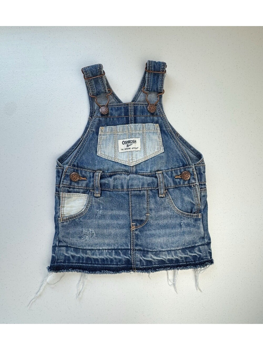 Oshkosh Denim Overall Dress w/ Striped Details 3 Months